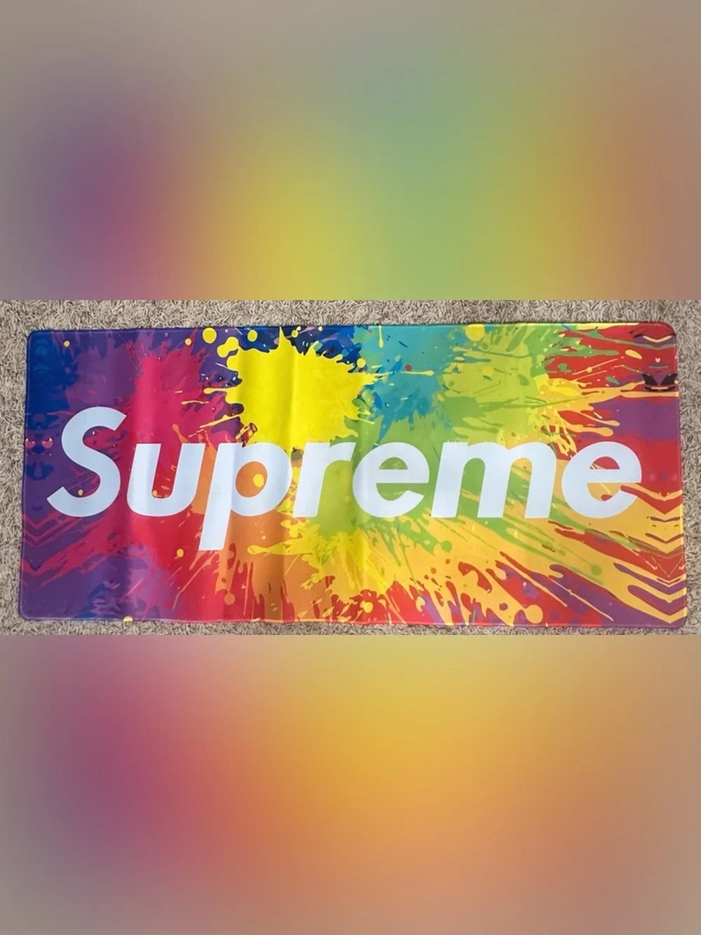 Supreme Multicolor Splash Desk Mat - White Logo